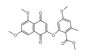 5,7-dimethoxy-2-(3-methoxy-6-methoxycarbonyl-5-methylphenoxy)-1,4-naphthoquinone结构式