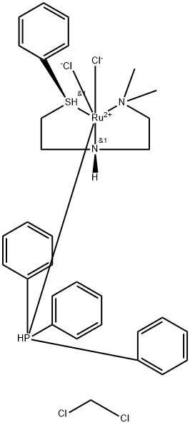 Dichloro[rel-[N2(S)]-N1,N1-dimethyl-N2-[2-[(R)-phenylthio-κS]ethyl]-1,2-ethanediamine-κNN1,κN2](triphenylphosphine)ruthenium(II), compd. with dichloromethane picture