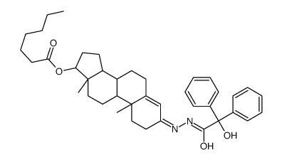 3-{[Hydroxy(diphenyl)acetyl]hydrazono}androst-4-en-17-yl heptanoa te Structure