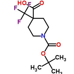 N-BOC-4-三氟甲基哌啶-4-甲酸结构式