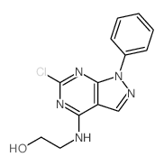 2-[(3-chloro-9-phenyl-2,4,8,9-tetrazabicyclo[4.3.0]nona-1,3,5,7-tetraen-5-yl)amino]ethanol structure