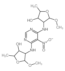 4-[[6-[(4-hydroxy-2-methoxy-5-methyl-oxolan-3-yl)amino]-5-nitro-pyrimidin-4-yl]amino]-5-methoxy-2-methyl-oxolan-3-ol结构式