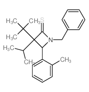 1-benzyl-4-(2-methylphenyl)-3-propan-2-yl-3-tert-butyl-azetidine-2-thione Structure