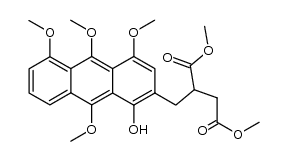 2-(1-Hydroxy-4,5,9,10-tetramethoxy-2-anthracenylmethyl)butandisaeure-dimethylester Structure