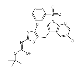 2-Methyl-2-propanyl (4-chloro-5-{[5-chloro-1-(phenylsulfonyl)-1H- pyrrolo[2,3-b]pyridin-3-yl]methyl}-1,3-thiazol-2-yl)carbamate Structure