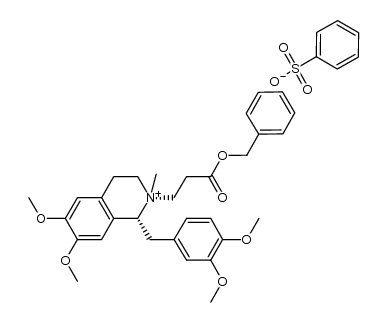 (1R-cis)-1-[(3,4-dimethoxyphenyl)methyl]-1,2,3,4-tetrahydro-6,7-dimethoxy-2-methyl-2-benzyloxycarbonylethyl-isoquinolinium besylate结构式