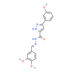 N'-(3,4-dimethoxybenzylidene)-3-(3-methoxyphenyl)-1H-pyrazole-5-carbohydrazide picture