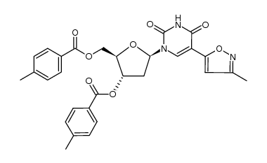 ((2R,3S,5R)-3-((4-methylbenzoyl)oxy)-5-(5-(3-methylisoxazol-5-yl)-2,4-dioxo-3,4-dihydropyrimidin-1(2H)-yl)tetrahydrofuran-2-yl)methyl 4-methylbenzoate Structure