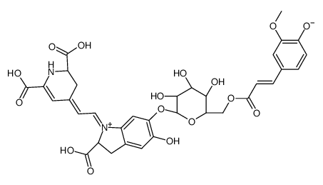 (2S)-1-[(2E)-2-[(2S)-2,6-dicarboxy-2,3-dihydro-1H-pyridin-4-ylidene]ethylidene]-5-hydroxy-6-[(2S,3R,4S,5S,6R)-3,4,5-trihydroxy-6-[[(E)-3-(4-hydroxy-3-methoxyphenyl)prop-2-enoyl]oxymethyl]oxan-2-yl]oxy-2,3-dihydroindol-1-ium-2-carboxylate Structure