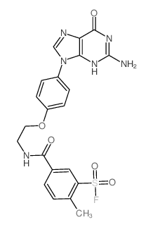 Benzenesulfonylfluoride,5-[[[2-[4-(2-amino-1,6-dihydro-6-oxo-9H-purin-9-yl)phenoxy]ethyl]amino]carbonyl]-2-methyl- structure