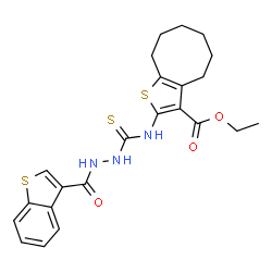 Cycloocta[b]thiophene-3-carboxylic acid, 2-[[[2-(benzo[b]thien-3-ylcarbonyl)hydrazino]thioxomethyl]amino]-4,5,6,7,8,9-hexahydro-, ethyl ester (9CI) picture