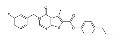 (4-propylphenyl) 3-[(3-fluorophenyl)methyl]-5-methyl-4-oxothieno[2,3-d]pyrimidine-6-carboxylate结构式