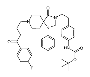 tert-butyl (4-(2-(8-(4-(4-fluorophenyl)-4-oxobutyl)-4-oxo-1-phenyl-1,3,8-triazaspiro[4.5]decan-3-yl)ethyl)phenyl)carbamate结构式