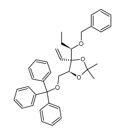 (4R,5S)-4-((R)-1-(benzyloxy)propyl)-2,2-dimethyl-5-((trityloxy)methyl)-4-vinyl-1,3-dioxolane结构式