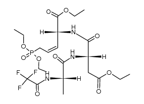 N-(N-trifuoroacetyl-L-alanyl-β-ethyl-L-α-aspartyl)-3,4-didehydro-5-diethoxyphosphinyl-D-norvaline ethyl ester结构式