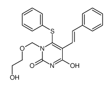 1-(2-hydroxyethoxymethyl)-5-[(Z)-2-phenylethenyl]-6-phenylsulfanylpyrimidine-2,4-dione structure