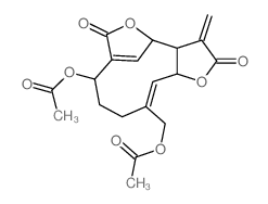 6H-4,7-Methenofuro(3,2-c)oxacycloundecin-2,6(3H)-dione, 8-(acetyloxy)-11-((acetyloxy)methyl)-3a,4,8,9,10,12a-hexahydro-3-methylene- picture