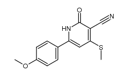 3-cyano-6-(p-methoxyphenyl)-4-methylthio-2(1H)-pyridone结构式