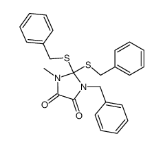 1-benzyl-2,2-bis-benzylsulfanyl-3-methyl-imidazolidine-4,5-dione结构式