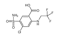 4-chloro-N-(2,2,2-trifluoroethyl)-5-sulphamoylanthranilic acid structure