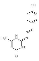 Benzaldehyde,4-hydroxy-, 2-(1,6-dihydro-4-methyl-6-oxo-2-pyrimidinyl)hydrazone structure