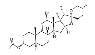 (25R)-3β-Acetoxy-12β-brom-5α-spirost-9(11)-en, 12β-Brom-9-dehydro-tigogeninacetat结构式