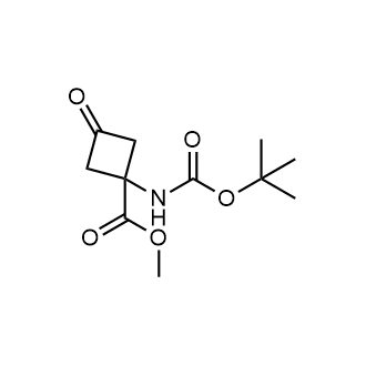 1-((叔丁氧基羰基)氨基)-3-氧代环丁烷-1-羧酸甲酯结构式