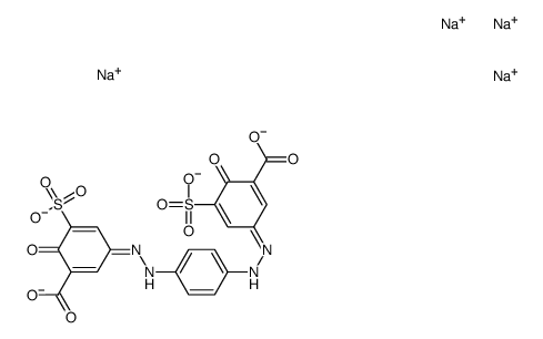 tetrasodium,(3E)-3-[[4-[(2Z)-2-(3-carboxylato-4-oxo-5-sulfonatocyclohexa-2,5-dien-1-ylidene)hydrazinyl]phenyl]hydrazinylidene]-6-oxo-5-sulfonatocyclohexa-1,4-diene-1-carboxylate结构式