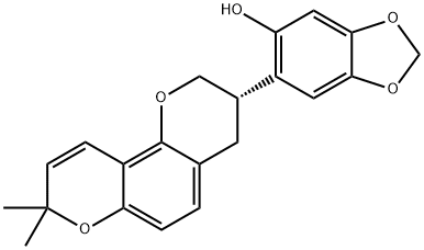 6-[(S)-3,4-Dihydro-8,8-dimethyl-2H,8H-benzo[1,2-b:3,4-b']dipyran-3-yl]-1,3-benzodioxol-5-ol结构式