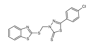 3-(Benzothiazol-2-ylsulfanylmethyl)-5-(4-chloro-phenyl)-3H-[1,3,4]thiadiazole-2-thione Structure