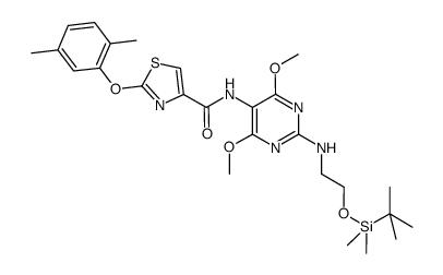 N-(2-(2-(tert-butyldimethylsilyloxy)ethylamino)-4,6-dimethoxypyrimidin-5-yl)-2-(2,5-dimethylphenoxy)thiazole-4-carboxamide结构式