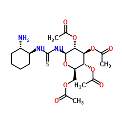 N-[(1S,2S)-2-氨基环己基]-N'-(2,3,4,6-四-氧-乙酰基-β-D-吡喃葡萄糖基)硫脲结构式