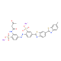 sodium 2-acetoacetylamino-4-[[4-(6-methyl[2,6'-dibenzothiazol]-2'-yl)-2-sulphophenyl]azo]benzenesulphonate结构式