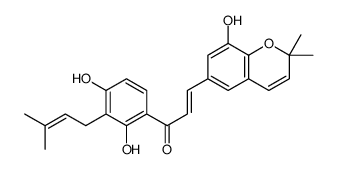 1-(3-(3-methyl-2-butenyl)-2,4-(dihydroxy)phenyl)-3-(2,2-dimethyl-8-hydroxy-2H-benzopyran-6-yl)-2-propen-1-one结构式