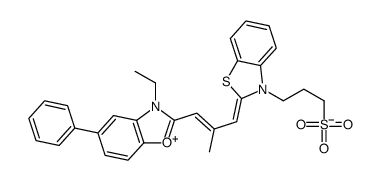 3-ethyl-2-[2-methyl-3-[3-(3-sulphonatopropyl)-3H-benzothiazol-2-ylidene]prop-1-enyl]-5-phenylbenzoxazolium结构式