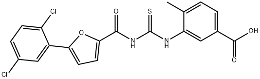 3-[[[[[5-(2,5-dichlorophenyl)-2-furanyl]carbonyl]amino]thioxomethyl]amino]-4-methyl-benzoic acid结构式