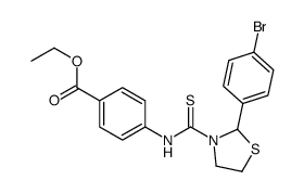 Benzoic acid, 4-[[[2-(4-bromophenyl)-3-thiazolidinyl]thioxomethyl]amino]-, ethyl ester (9CI)结构式