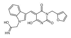 2-[3-[(Z)-[1-(furan-2-ylmethyl)-2,4,6-trioxo-1,3-diazinan-5-ylidene]methyl]indol-1-yl]acetamide结构式