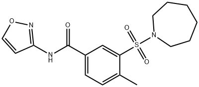 3-(azepan-1-ylsulfonyl)-4-methyl-N-(1,2-oxazol-3-yl)benzamide结构式