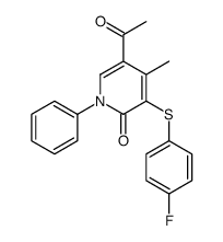 5-acetyl-3-(4-fluorophenyl)sulfanyl-4-methyl-1-phenylpyridin-2-one结构式