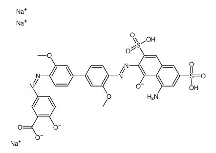 trisodium 5-[[4'-[(8-amino-1-hydroxy-3,6-disulphonato-2-naphthyl)azo]-3,3'-dimethoxy[1,1'-biphenyl]-4-yl]azo]salicylate Structure