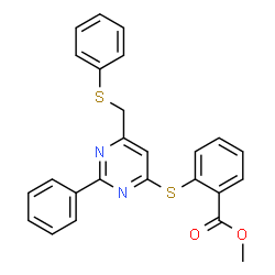 METHYL 2-((2-PHENYL-6-[(PHENYLSULFANYL)METHYL]-4-PYRIMIDINYL)SULFANYL)BENZENECARBOXYLATE Structure
