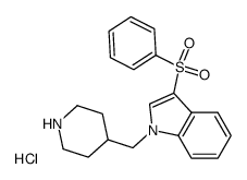 3-(Phenylsulfonyl)-1-(piperidin-4-ylmethyl)-1H-indole Hydrochloride结构式