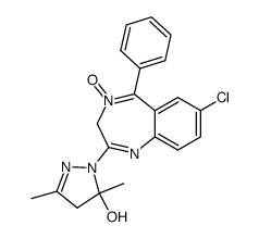 2-(7-chloro-4-oxy-5-phenyl-3H-benzo[e][1,4]diazepin-2-yl)-3,5-dimethyl-3,4-dihydro-2H-pyrazol-3-ol Structure