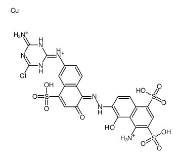 4-amino-6-[(2Z)-2-[6-[(4-amino-6-chloro-1,3,5-triazin-2-yl)amino]-2-oxo-4-sulfonaphthalen-1-ylidene]hydrazinyl]-5-hydroxynaphthalene-1,3-disulfonic acid,copper,hydron Structure