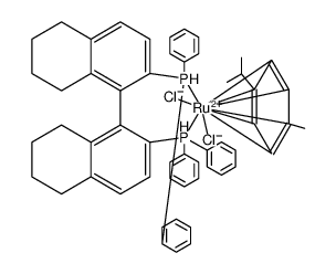 氯[(S)-(-)-2,2′-双(二苯基膦)-5,5′,6,6′,7,7′,8,8′-八氢--1,1′-联萘](p-伞花素)氯化钌(II)结构式