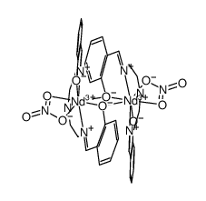 [Nd2(N(1),N(3)-bis(salicylideneimino)diethylenetriamine(-2H))2(NO3)2] Structure
