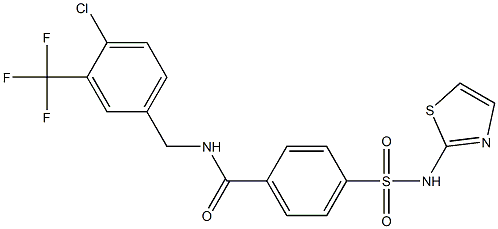 N-[4-chloro-3-(trifluoromethyl)benzyl]-4-[(1,3-thiazol-2-ylamino)sulfonyl]benzamide结构式