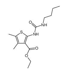 2-(3-Butyl-ureido)-4,5-dimethyl-thiophene-3-carboxylic acid ethyl ester结构式