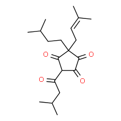 3-Isopentyl-5-isovaleryl-3-(3-methyl-2-butenyl)-1,2,4-cyclopentanetrione结构式